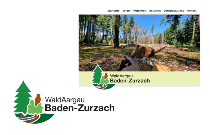 Projekt WaldAargau Baden-Zurzach. Bild der möglichen Startseite der neuen Website